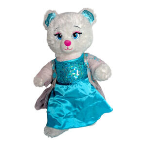 Build A Bear Disney Frozen Elsa White Teddy Bear Plush Stuffed Animal w/‎ Dress